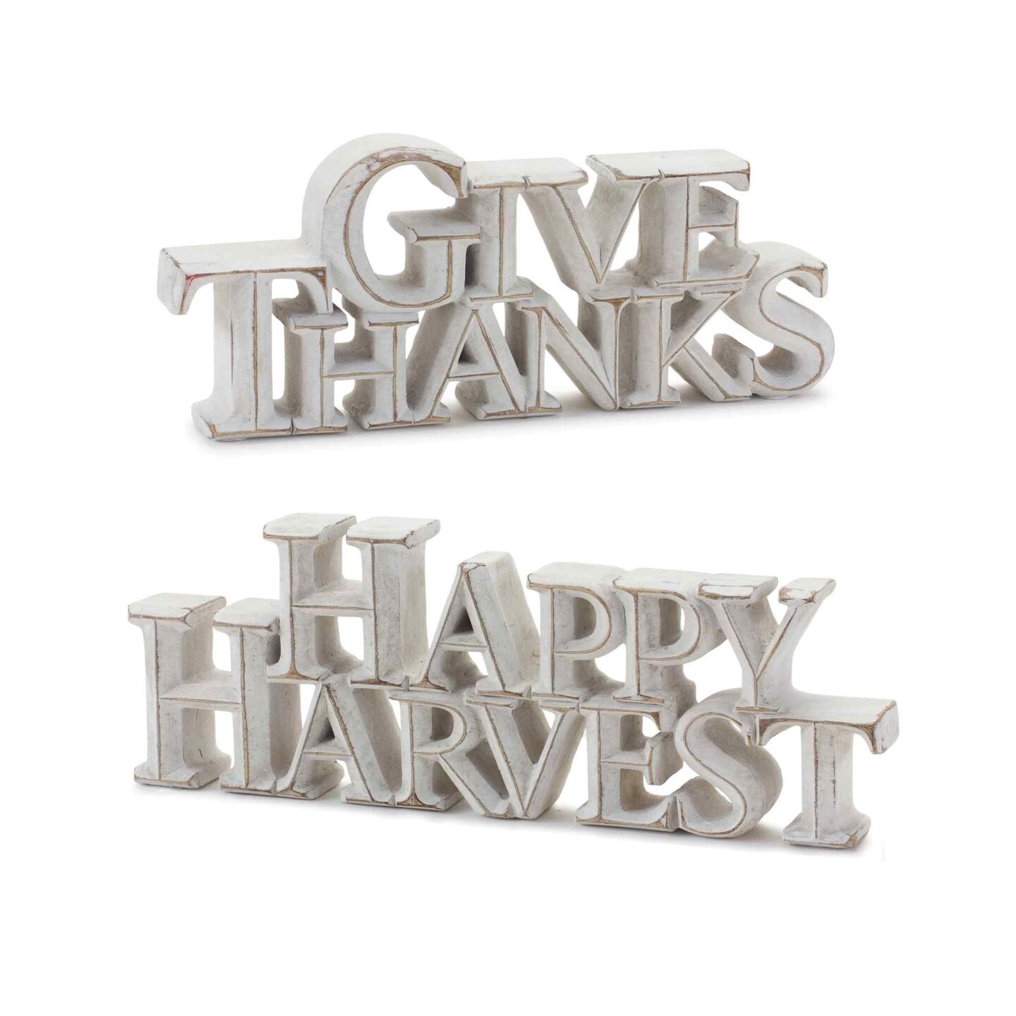 Melrose International Wood Beaded Hanging Harvest Grateful Thankful Sentiment (Set of 2) main image 0