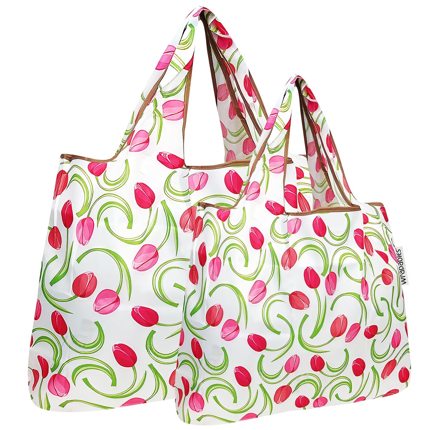 Wrapables Large & Small Foldable Tote Nylon Reusable Grocery Bags, Set of 2