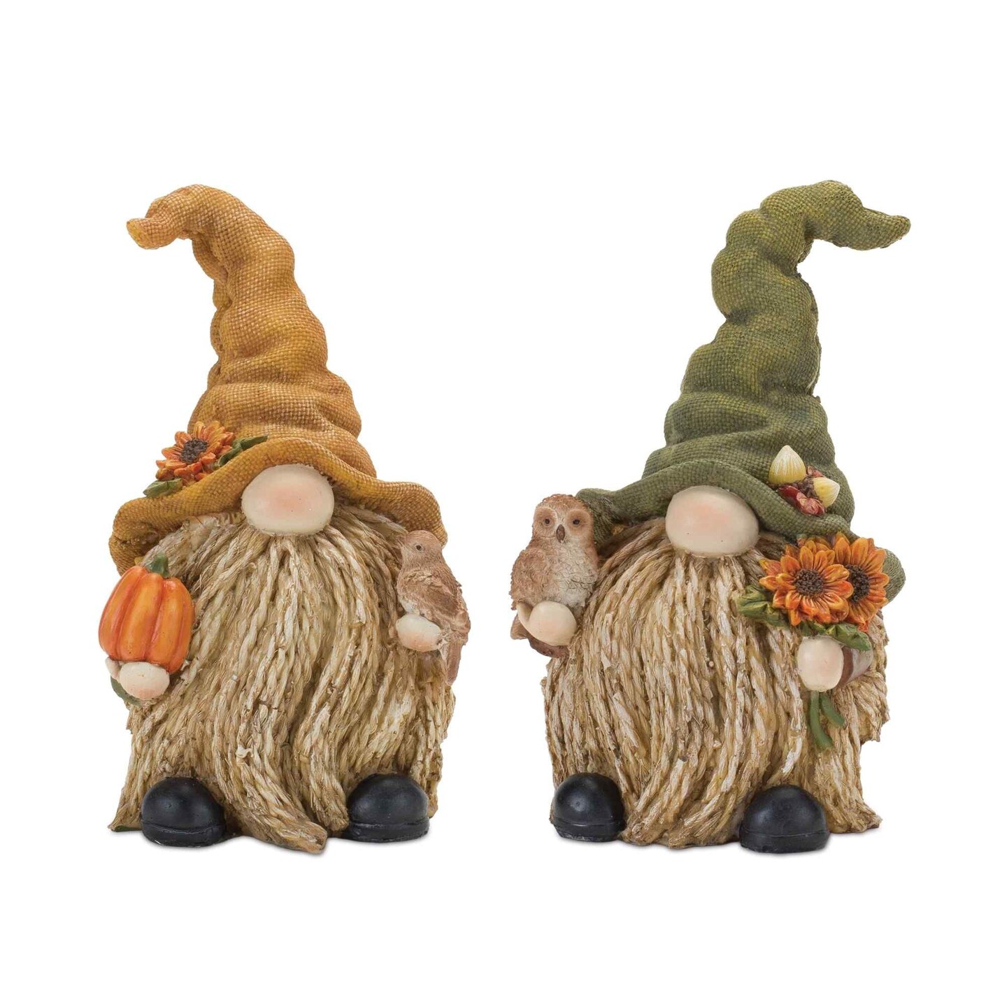 Melrose Set of 2 Gnome with Sunflower Fall Harvest Tabletop Figurines 7.75&#x22;