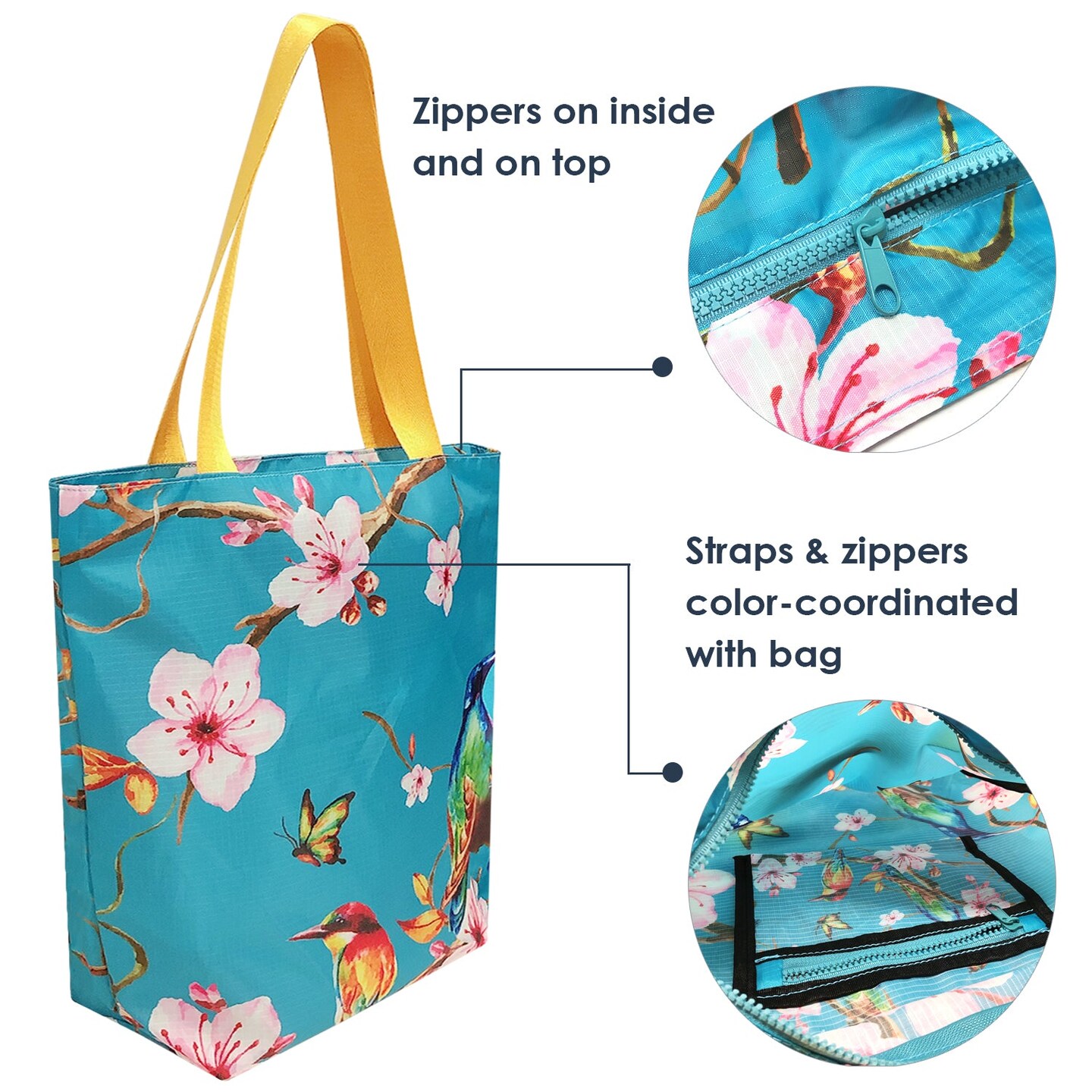 Wrapables Carryall Shopping Travel Tote Bag with Durable Ripstop Polyester - Foldable, Waterproof, and OEKO-TEX Certified