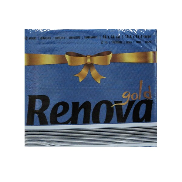 Renova   Gold Napkin- Blue (40 Count)