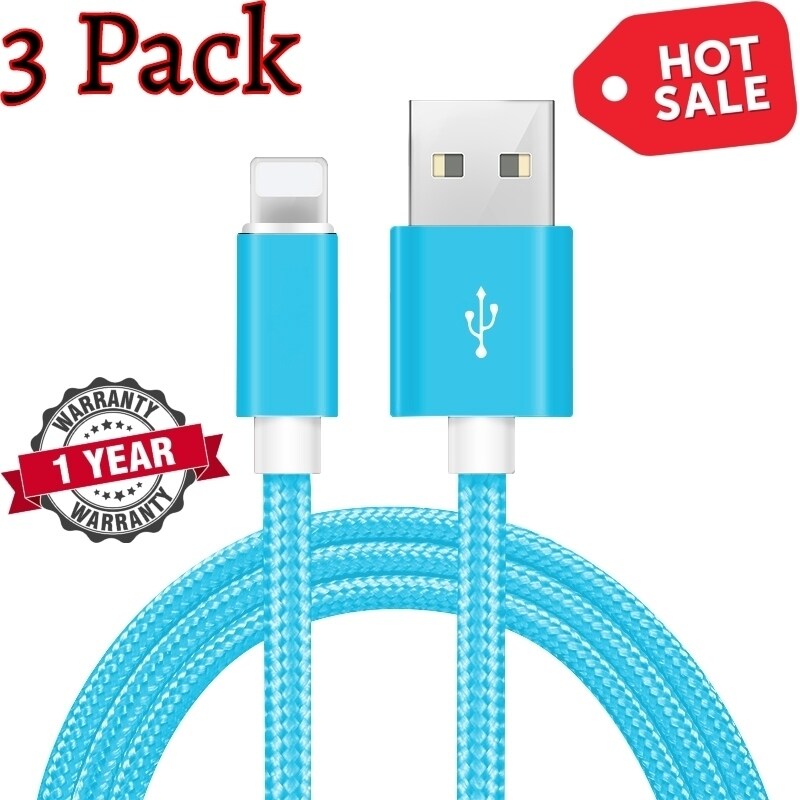 Bedazzled Bijou Trio of Apple iPhone Charging Cables - Includes 10ft Cables 3 Pack 10 FT Iphone Charger