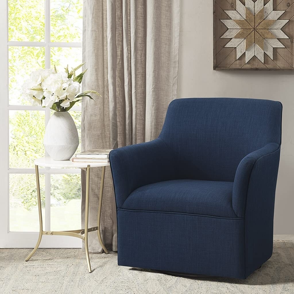 Madison Park   Augustine Swivel Glider Chair with Navy Finish MP103-1102