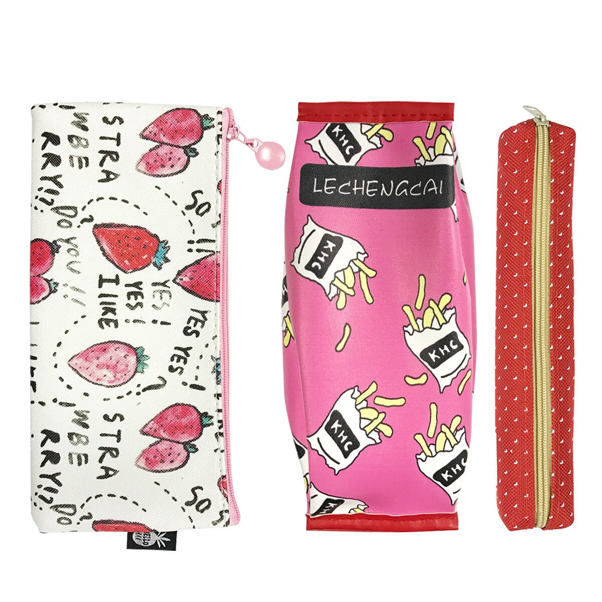 Wrapables Trendy Food Pencil Case and Stationery Pouches (Set of 3)
