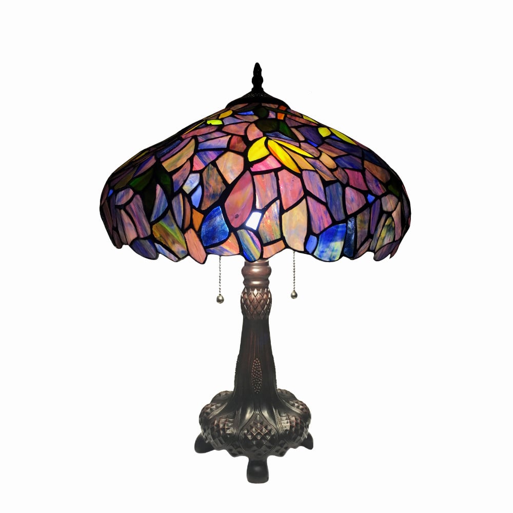 CHLOE Lighting 200 Watt Dual Bulb Tiffany Style Table Lamp with Glass Shade, Multicolor