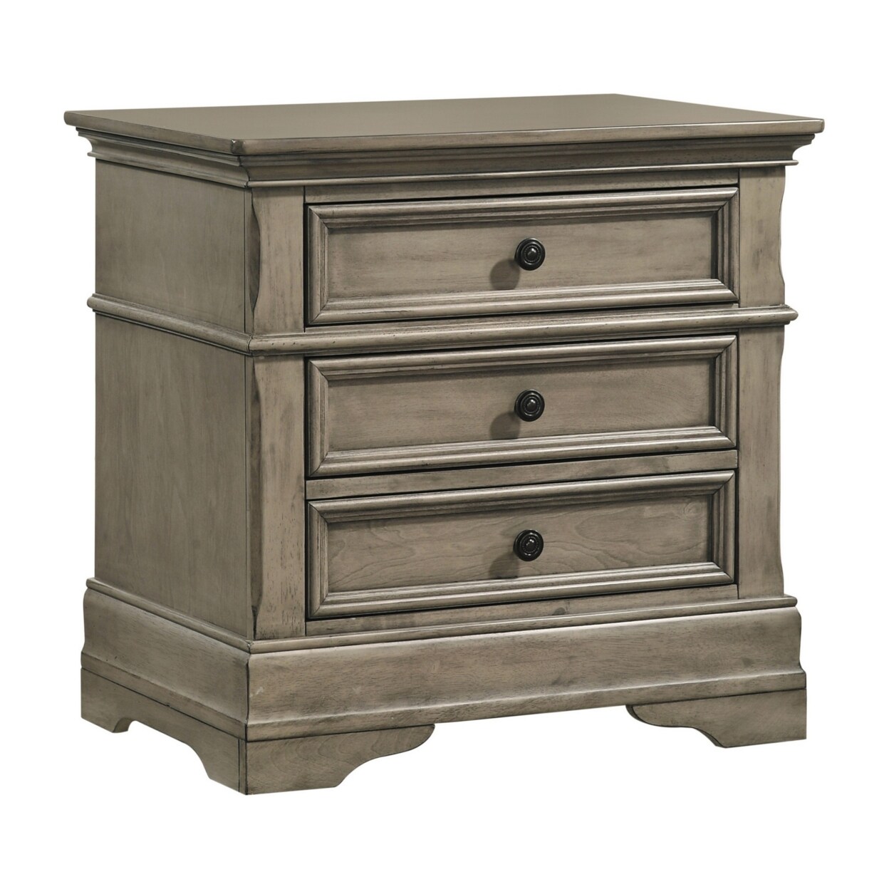 Saltoro Sherpi Ala 26 Inch 3 Drawer Nightstand, Felt Lined, Crown Molded, Wheat Brown Wood-