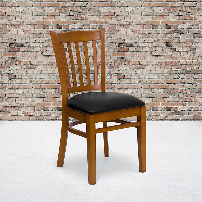 Flash Furniture Wood Restaurant Chair Black, Viny