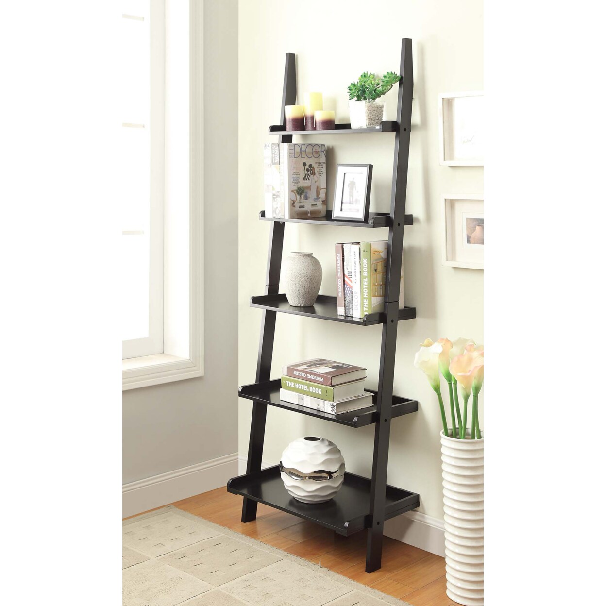 Convenience Concepts American Heritage Bookshelf Ladder, Black
