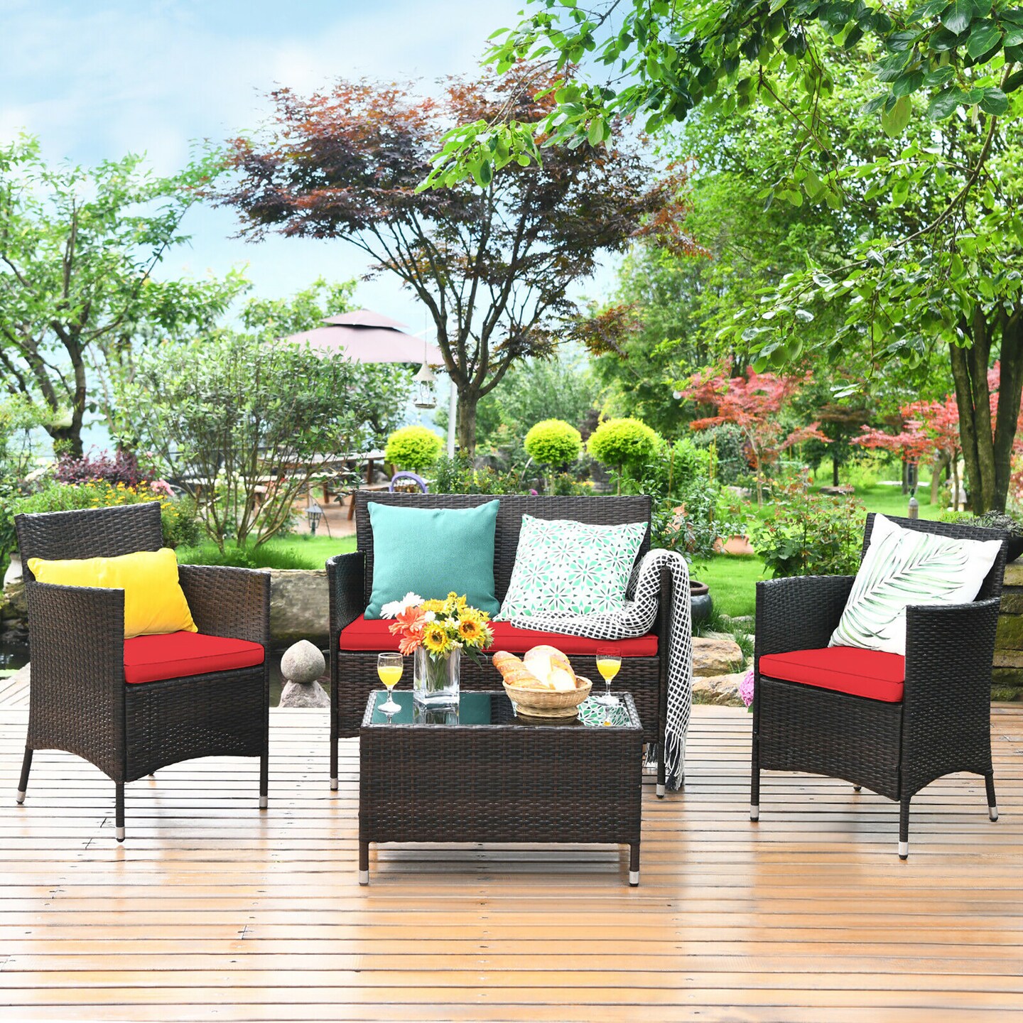 Costway 4 pc rattan patio furniture hotsell