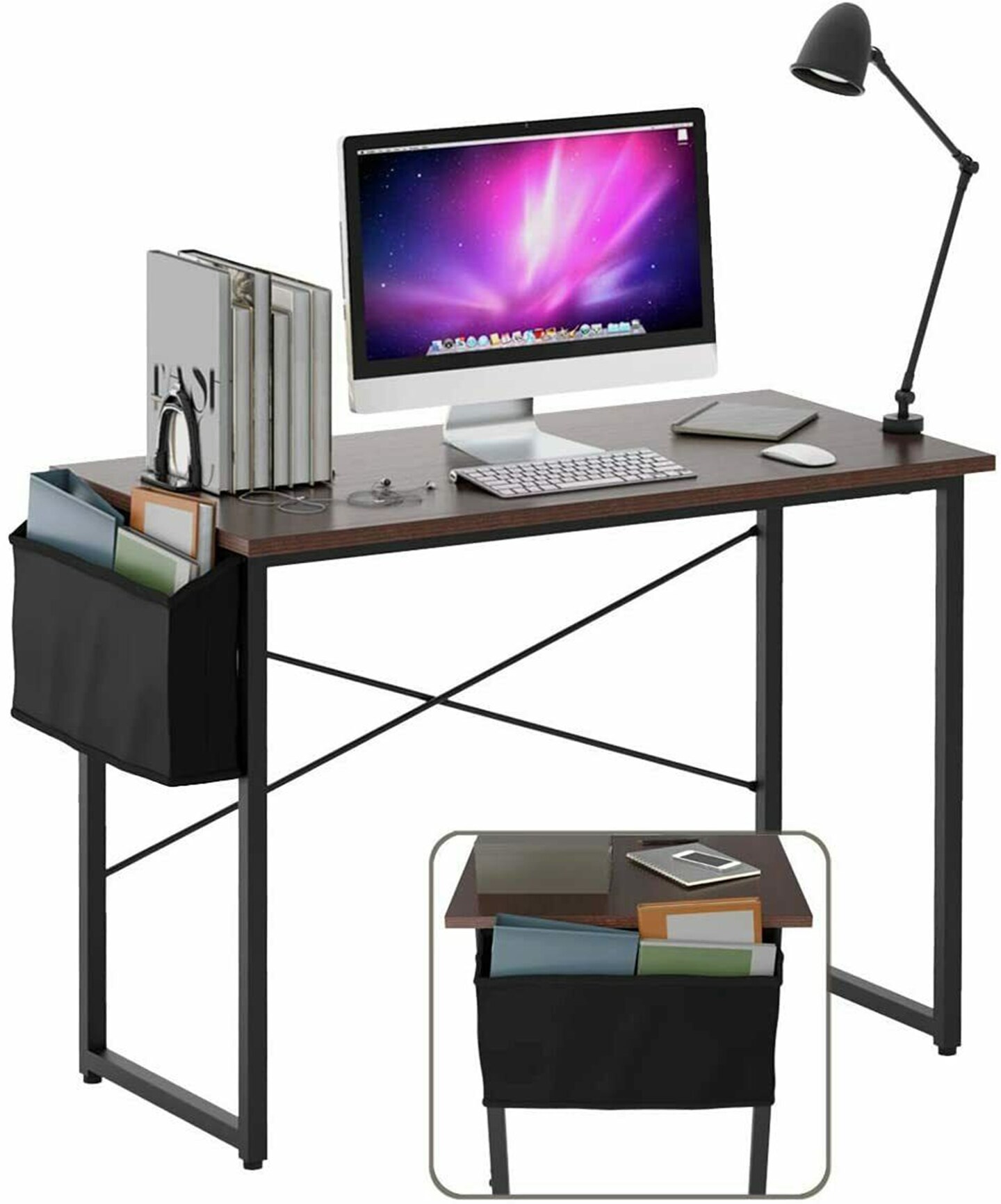 Costway Computer Desk Home Office Desk With Shelves 2 Drawers Keyboard Tray  & Movable Cpu Stand Study Desk Laptop Table Small Space Rustic Brown :  Target