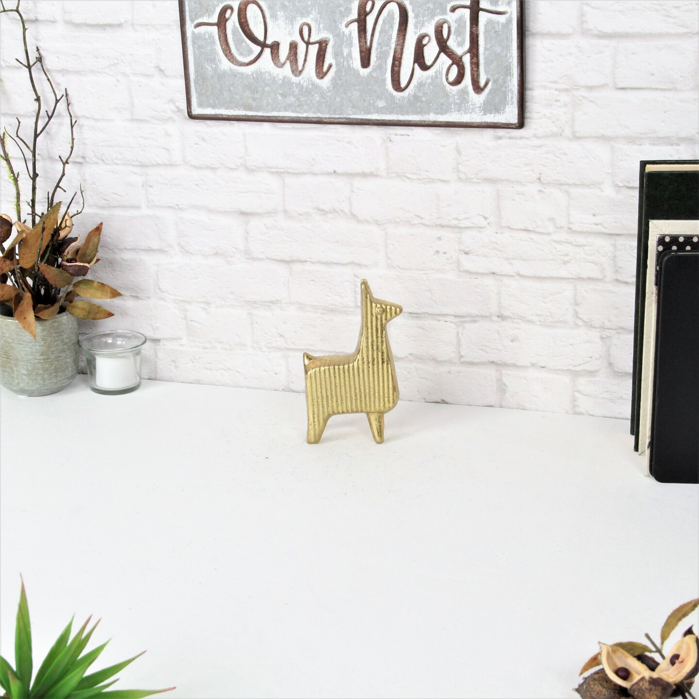 Contemporary Home Living Solid Llama Tabletop Decoration Gold - 6.5&#x22;