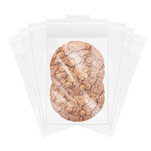 200 Pieces 5''x 7'' Clear Resealable Cello/Cellophane Good for Bakery,Adhesive Treat, Candle, Soap, Cookie Poly Bags