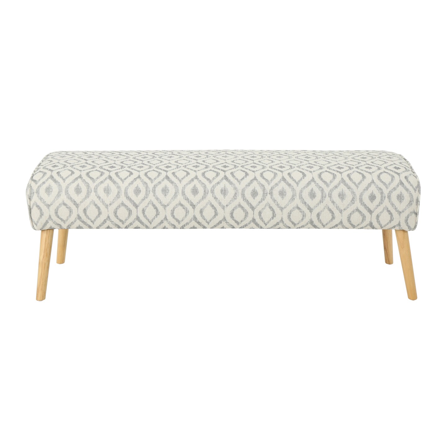 Contemporary Home Living 50" White and Gray Contemporary Rectangular Foot Stool Ottoman