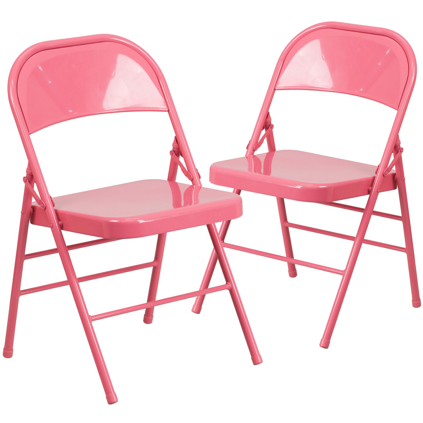 Emma and Oliver 2 Pack Home &#x26; Office Colorful Metal Folding Chair Teen and Event Seating