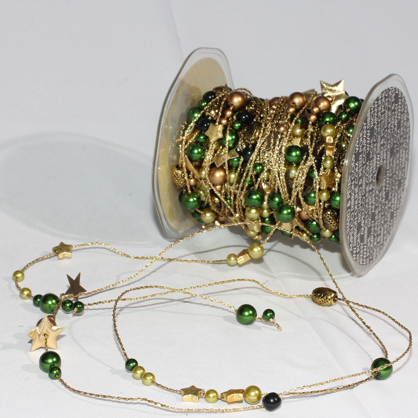 The Ribbon People Green and Gold Metallic Ribbed Wired Beads Etc X-Colorado 27 Yards