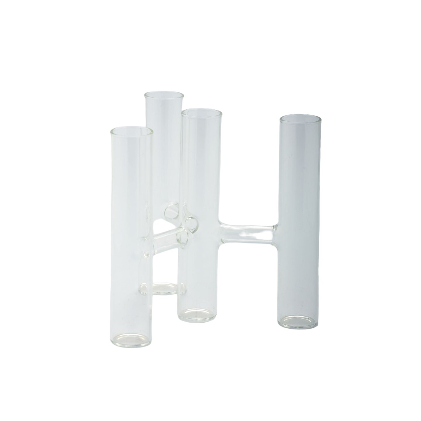 CC Home Furnishings 6&#x22; Clear Solid Hand Blown Glass Candle Holder