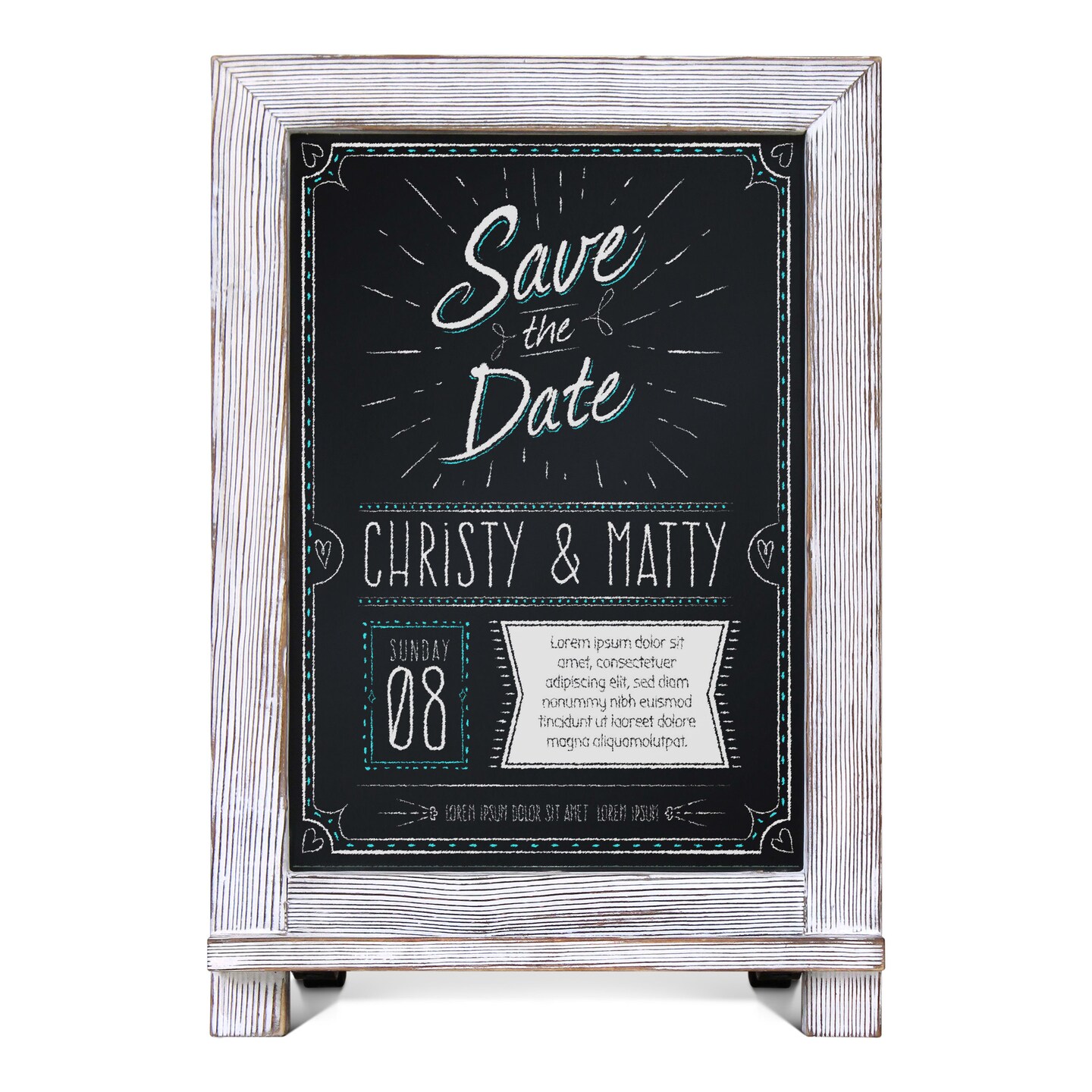 HBCY Creations Hanging or Tabletop Chalkboard with Legs/Wedding Table Sign/Kitchen Countertop Memo Board