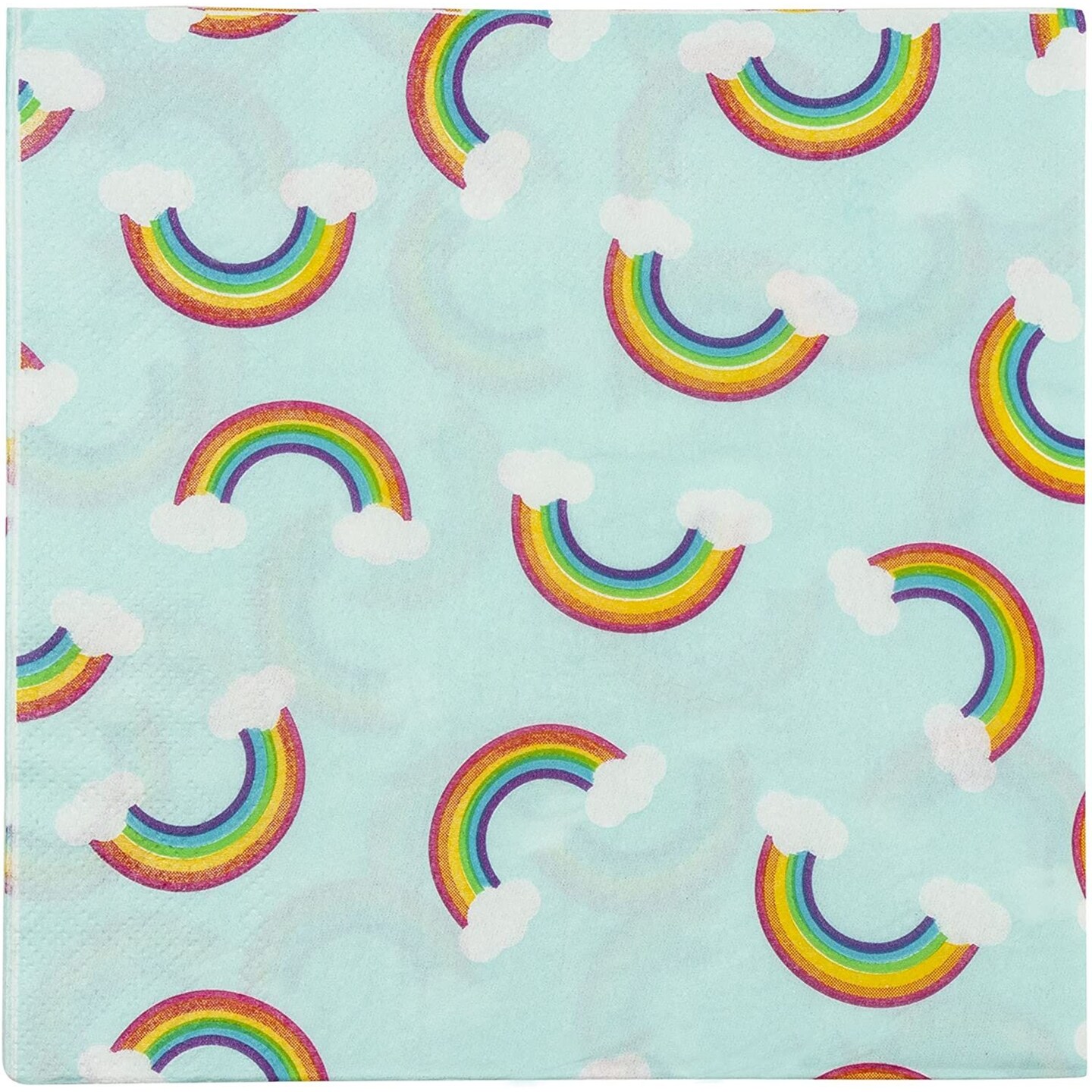 Blue Panda Cocktail Napkins - 150-Pack Luncheon Napkins Disposable Paper Napkins Rainbow Party Supplies for Kids Birthdays 2-Ply Unfolded 13 x 13 inches Folded 6.5 x 6.5 inches