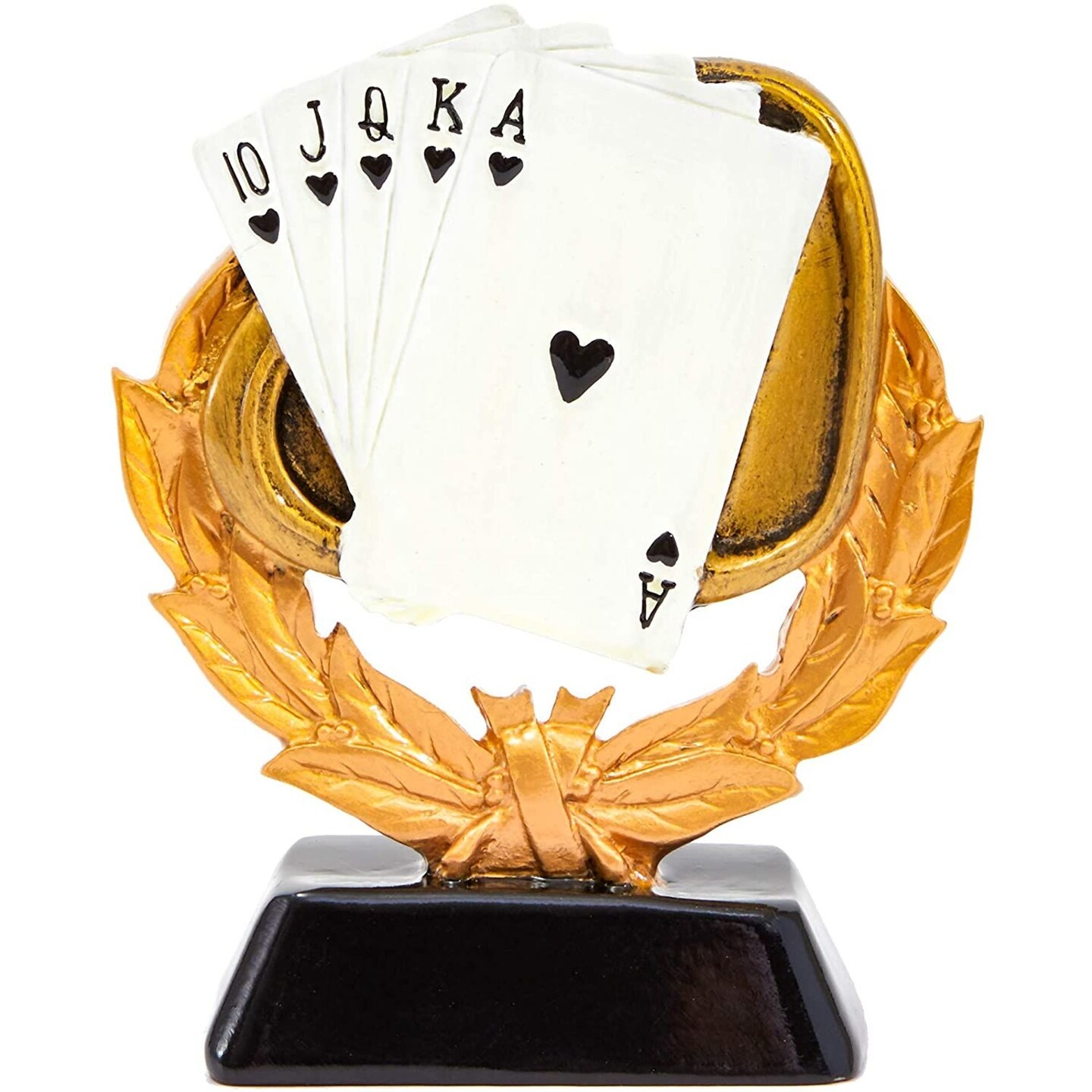 Juvale Poker Playing Cards Trophy (5 in, Gold, Resin)