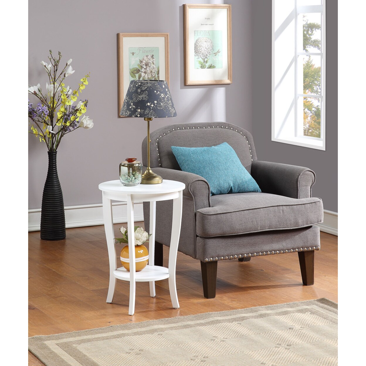 Convenience Concepts American Heritage Round White End Table