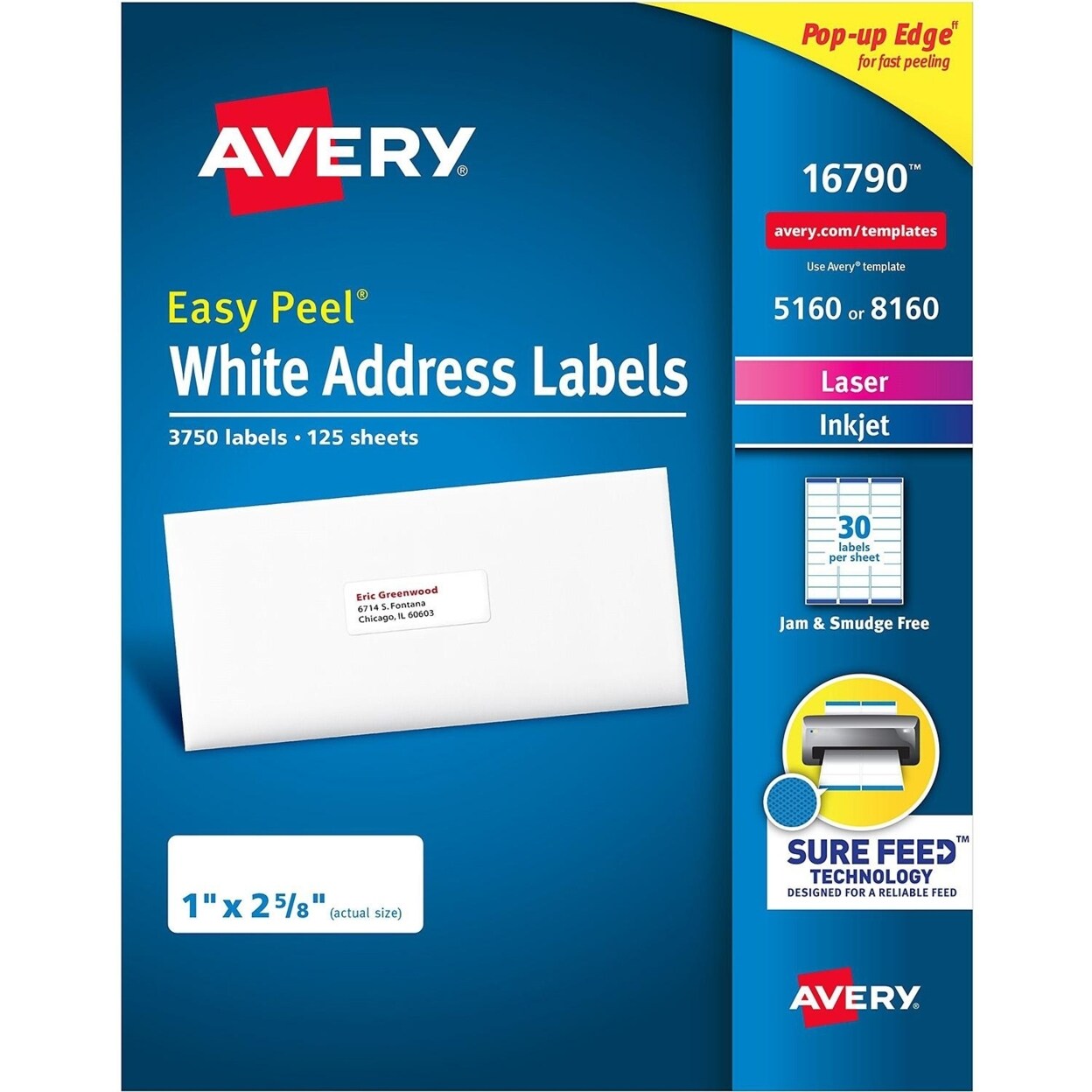 Avery Easy Peel Address Labels Permanent Adhesive 1