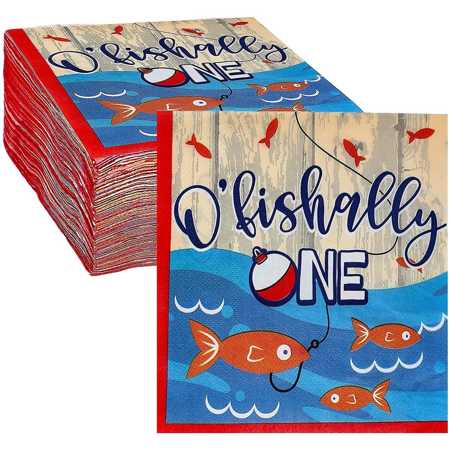O'fishally One Paper Napkins for Kids 1st Birthday Party (6.5 In, 100 Pack)