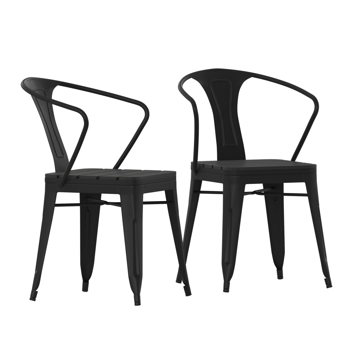 Flash Furniture 2PK Black Steel Patio Chairs