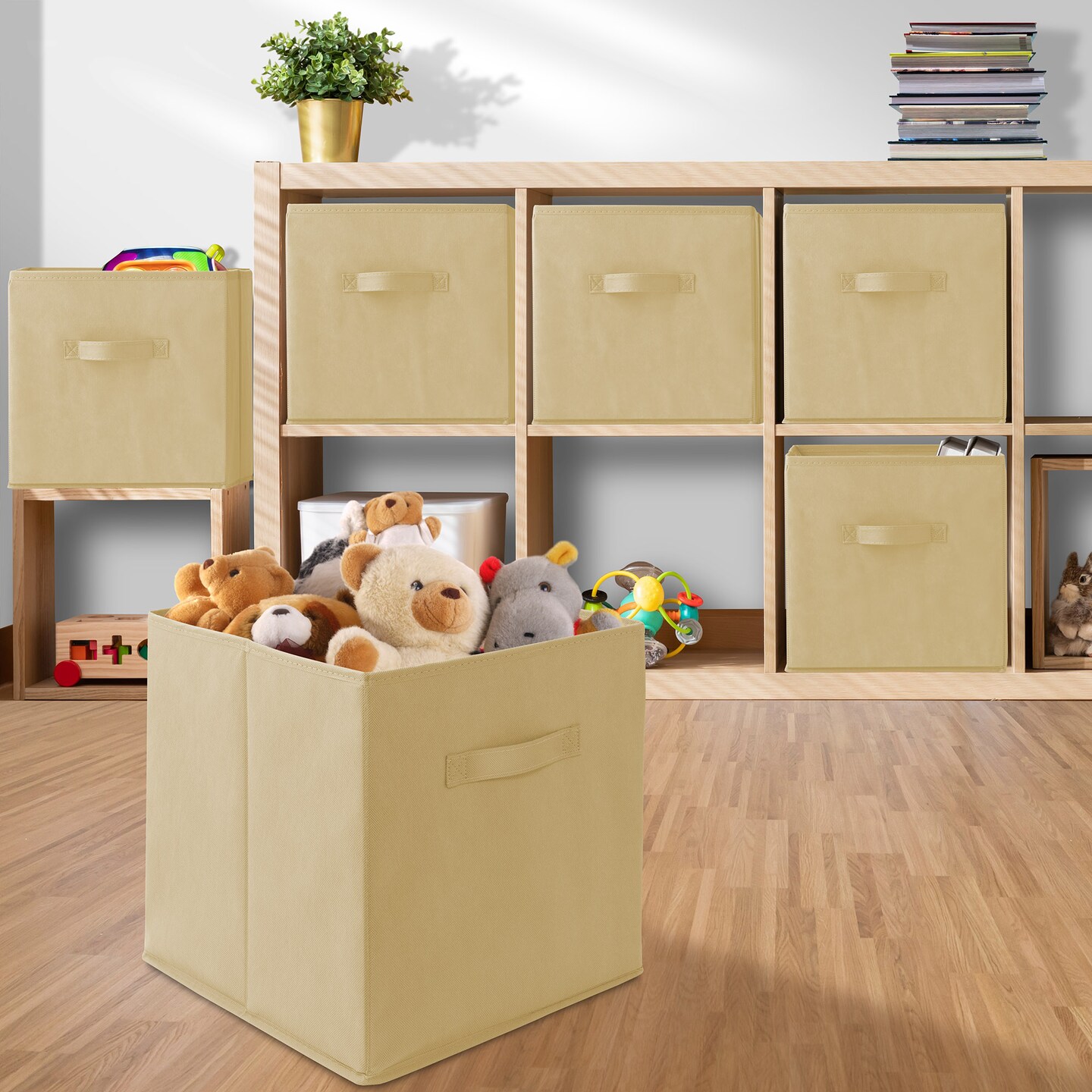 Casafield Set of 6 Collapsible Fabric Cube Storage Bins - Foldable Cloth Baskets for Shelves, Cubby Organizers & More