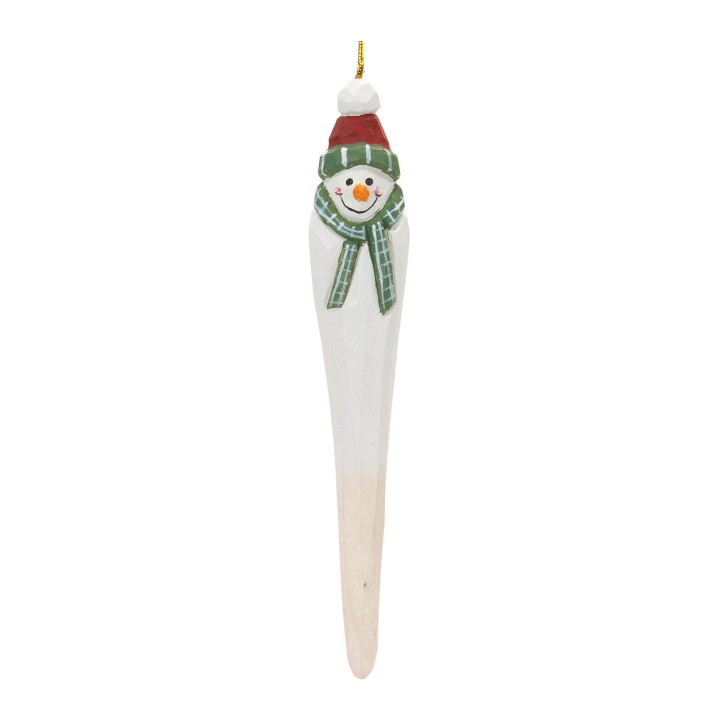 Melrose Smiling Snowman Carved Wooden Drop Christmas Ornaments - 7.25&#x22; - 12ct