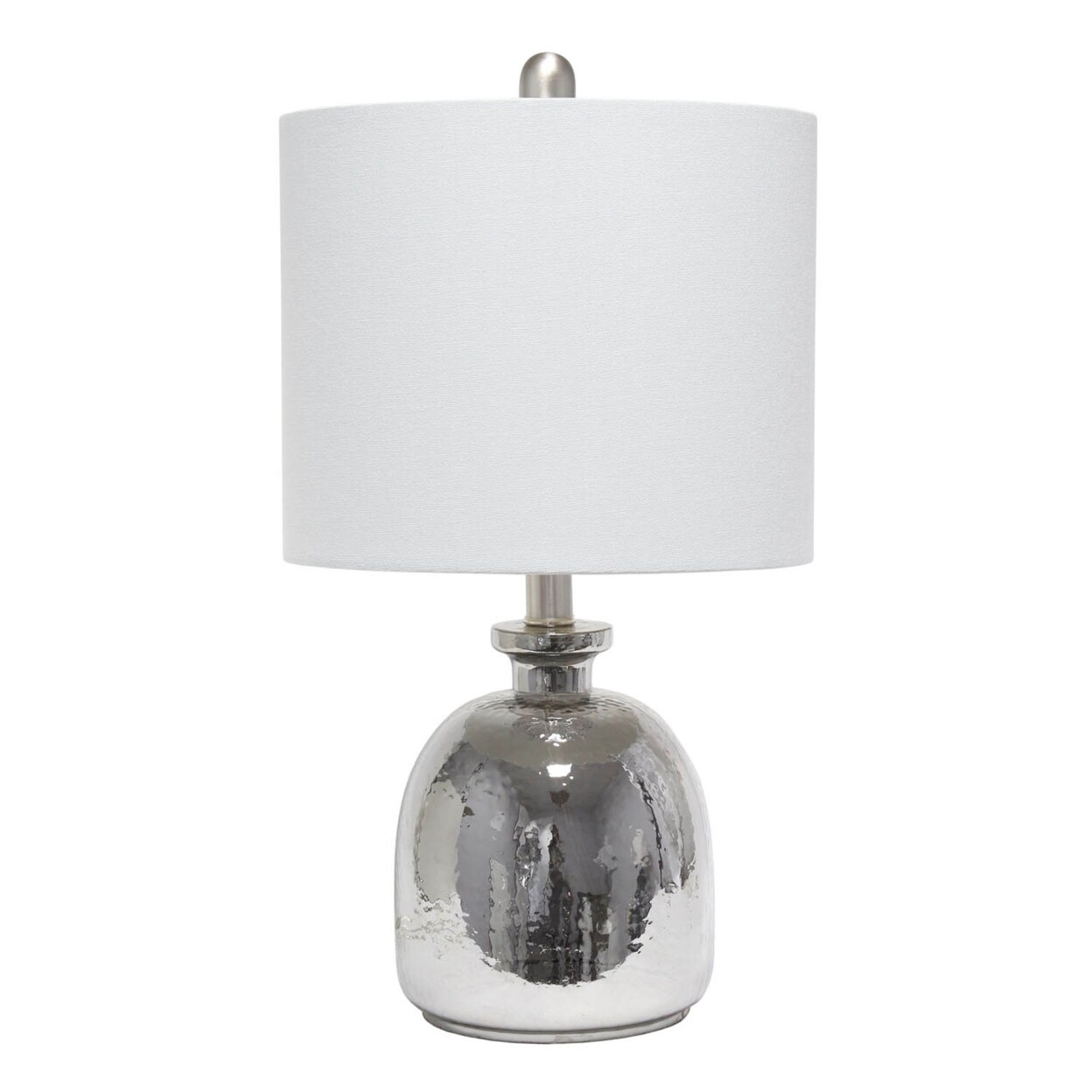 Elegant Designs Modern Silvery Glass Table Lamp with Light Gray Shade