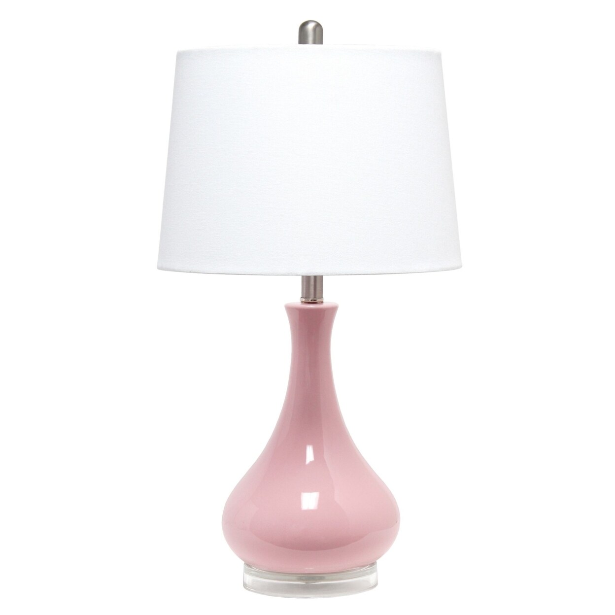 Elegant Designs Home Decorative Ceramic Tear Drop Shaped Table Lamp -  Rose Pink