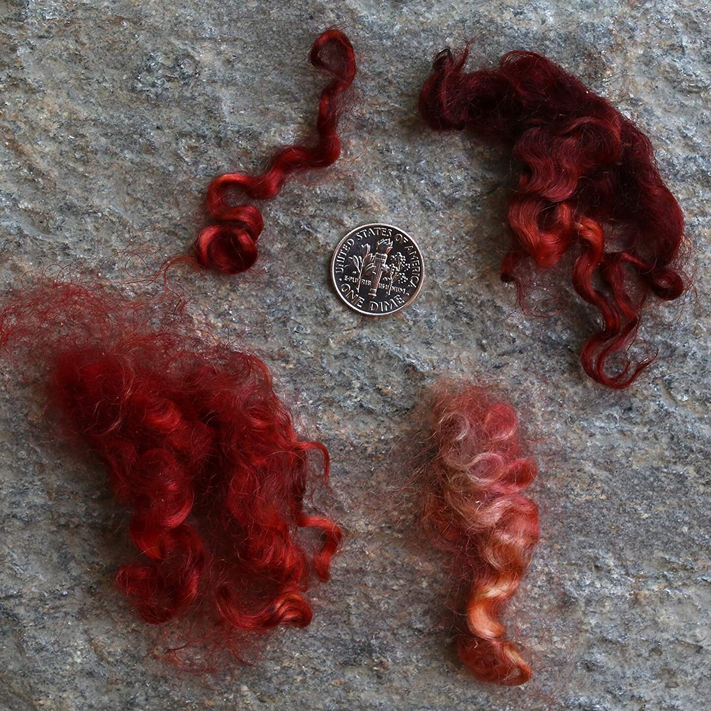 HENNA MOHAIR LOCKS. Organic Hand-Dyed Curly Wool for Rooting Doll Hair, Felting, Blending, Spinning. 1oz