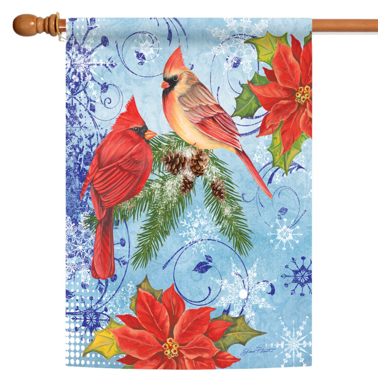 Toland Home Garden Poinsettias and Cardinals Christmas Outdoor Flag ...