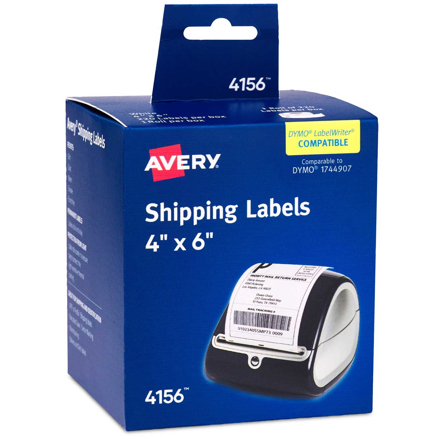 Avery Direct Thermal Roll Labels, 4" x 6", White, 220 Shipping Labels Per Roll, 1 Roll (4156)