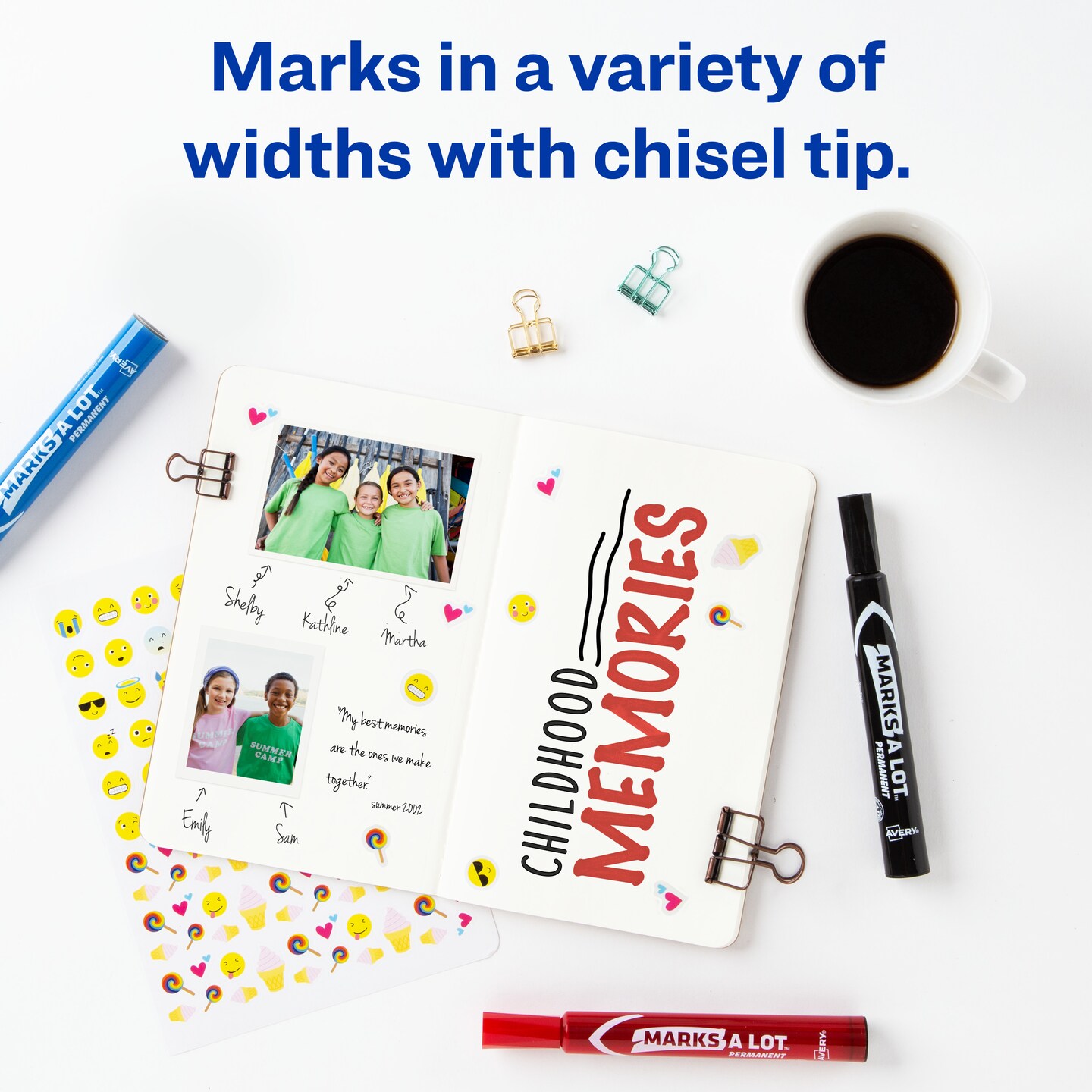 Avery Marks A Lot Permanent Markers Assorted Colors, 24 Large Desk-Style and 3 Pen Style (24426)