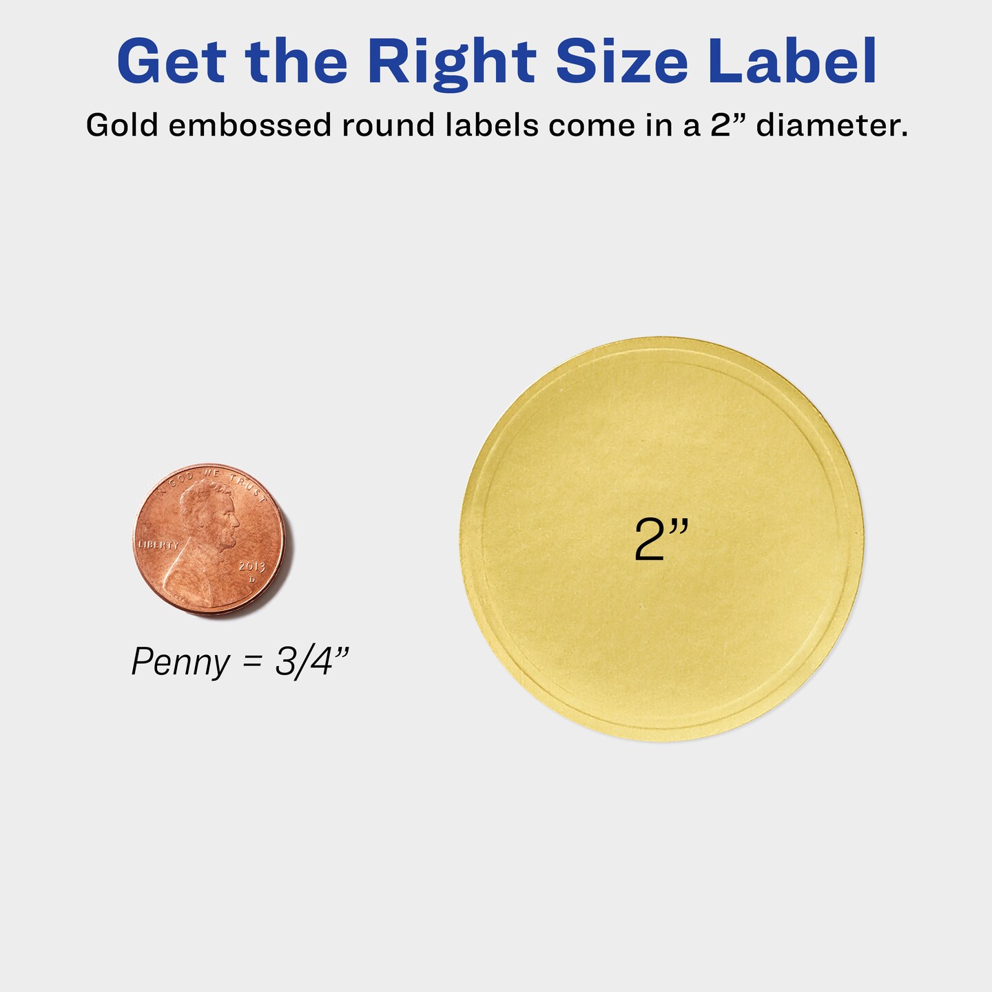 Avery Printable Embossed Foil Round Labels, 2&#x22; Diameter, Gold, 96 Customizable Labels (22831)