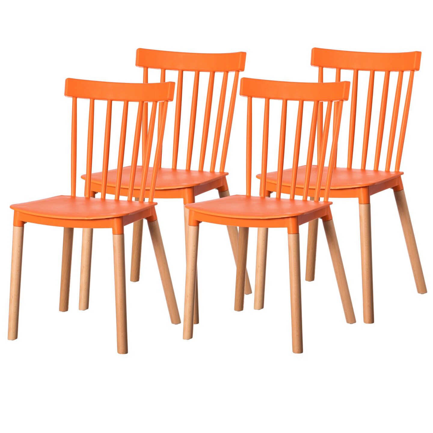 Modern Plastic Dining Chair Windsor Design with Beech Wood Legs