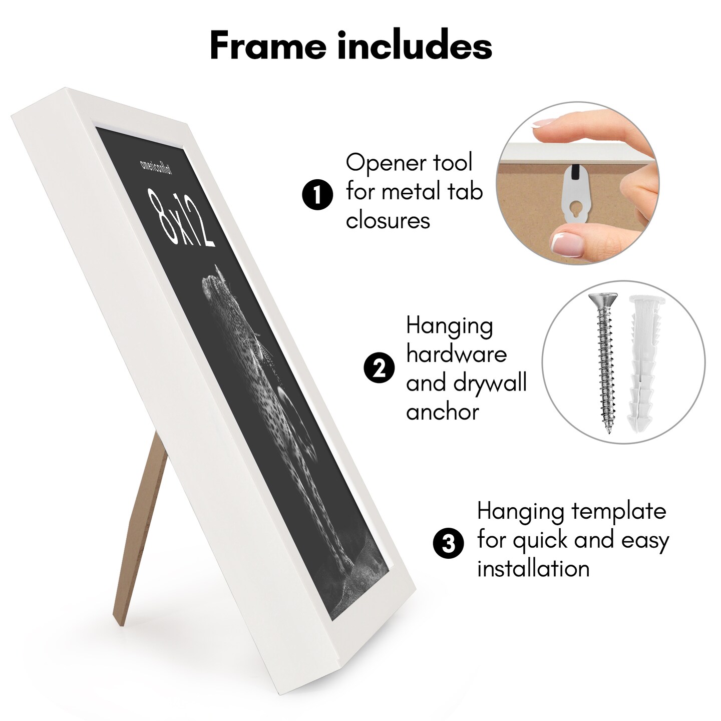 Americanflat Gallery-Style Picture Frame - Ideal Frame for Gallery Wall Display - Showcase Artwork, Prints, and Photos - Shatter Resistant Glass - Hanging Hardware with Drywall Anchor