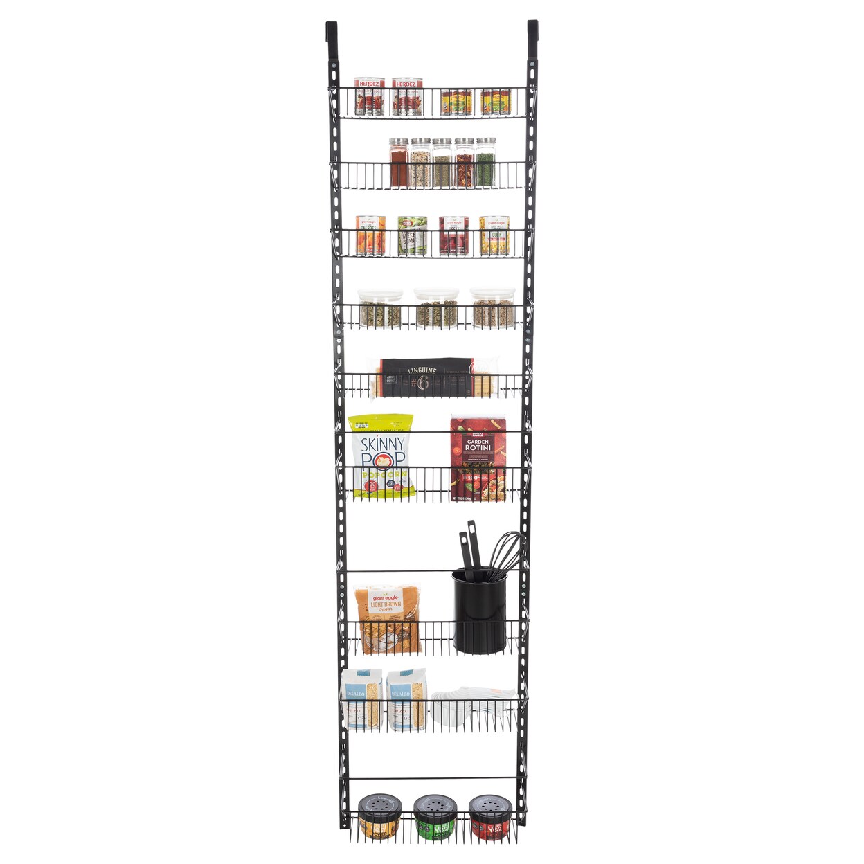 Home-Complete Over the Door Organizer and Storage 9Tier Hanging Wall Rack for Bathroom Black