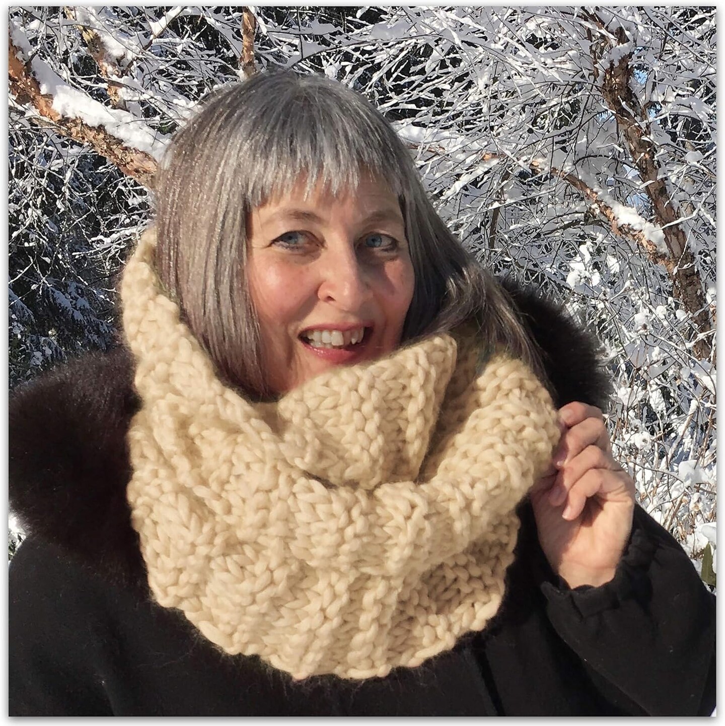 Merino Cowl Knitting Kit: Soft and Thick #7 Weight Jumbo Yarn, Knitting Needles and Pattern. Beginner. Everything Included, Great for Gifts