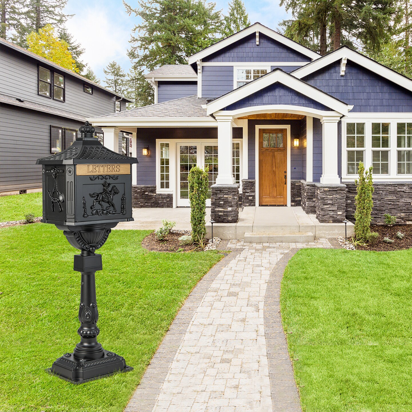Costway Retro Cast Aluminum Mailbox Lockable Security Postal Letter Box withBaffle Door Bronze/Black/White