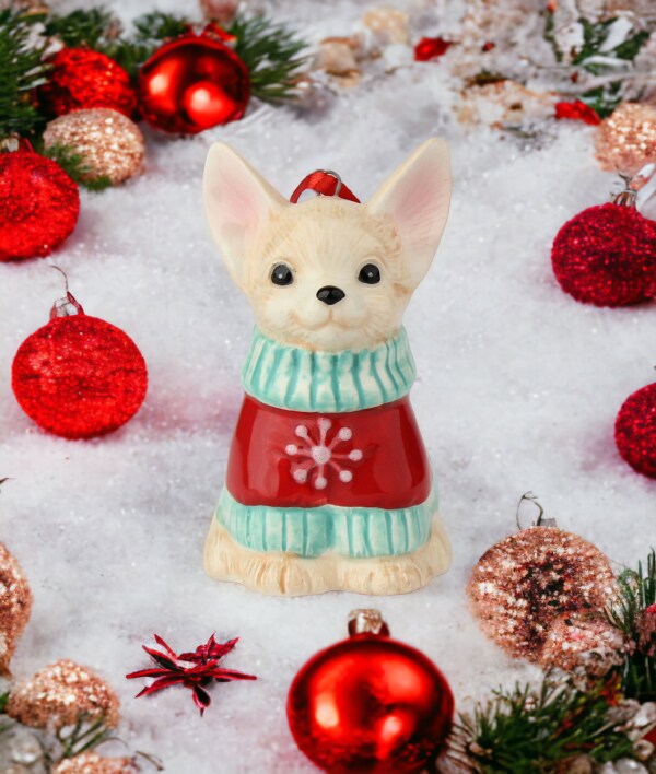 Ceramic Christmas Chihuahua Ornament, Gift for Her, Gift for Mom, Kitchen D&#xE9;cor, Dining Table D&#xE9;cor, Gift for Dog Lover, Pet Loss Gift