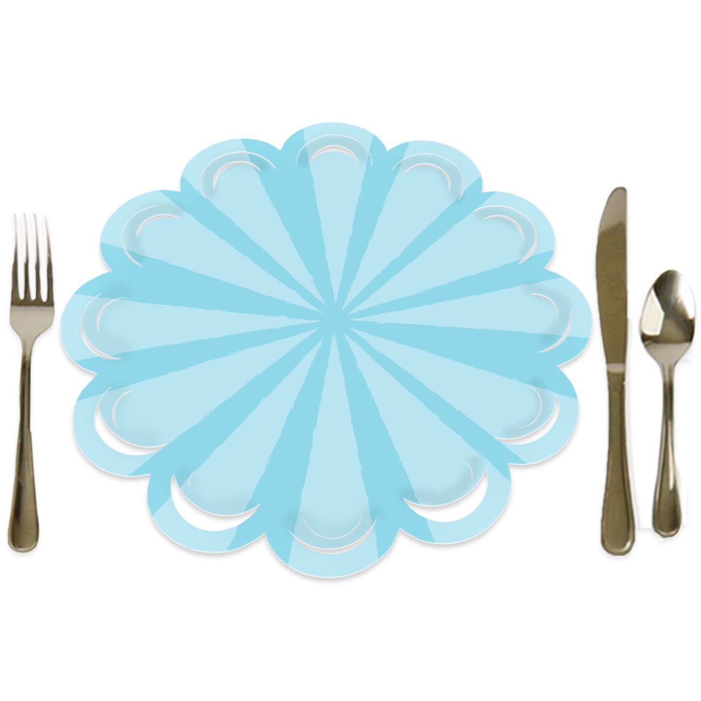 Big Dot of Happiness Blue Stripes - Simple Party Round Table Decorations - Paper Chargers - Place Setting For 12