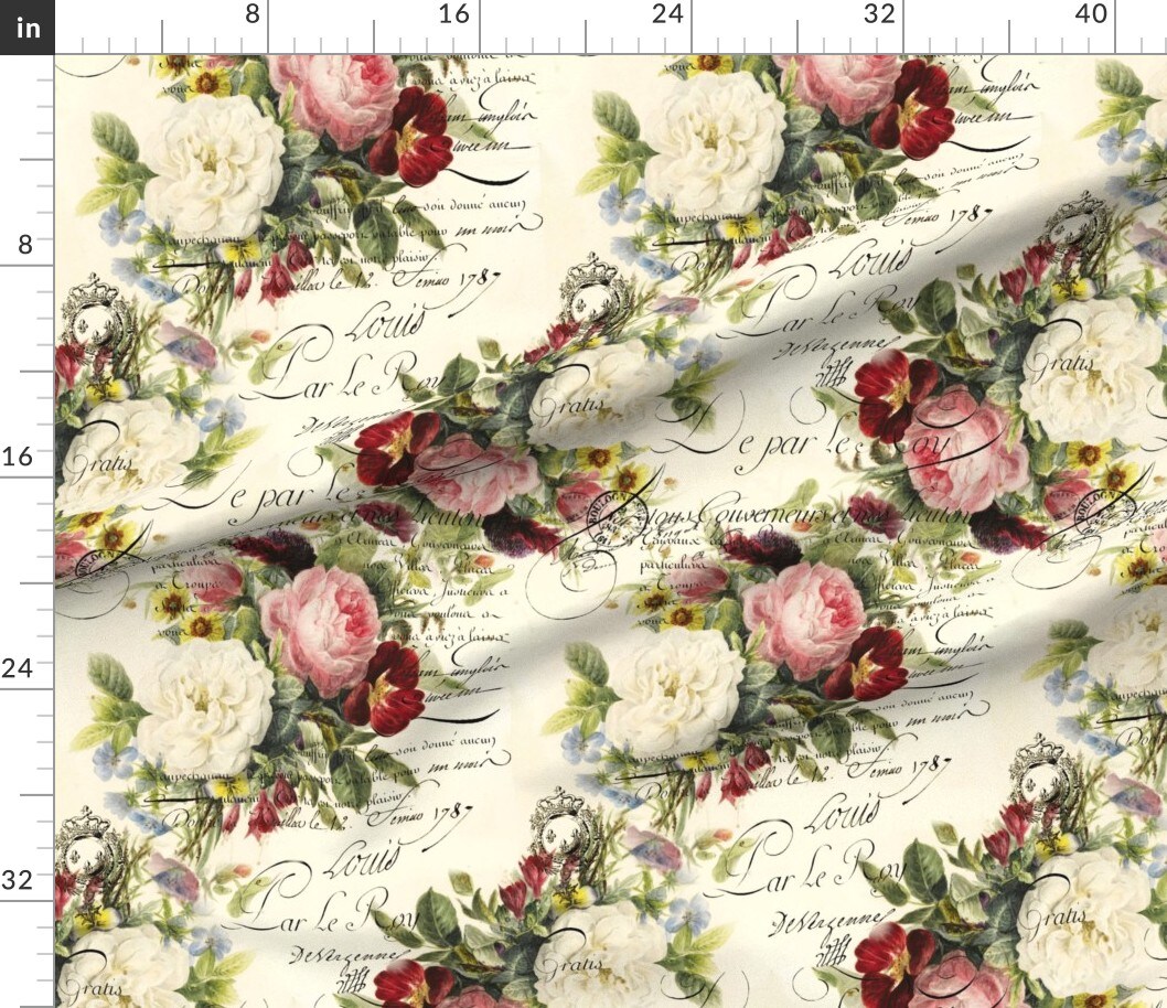 Petal Signature Cotton By The Yard Or Fat Quarter Vintage Roses