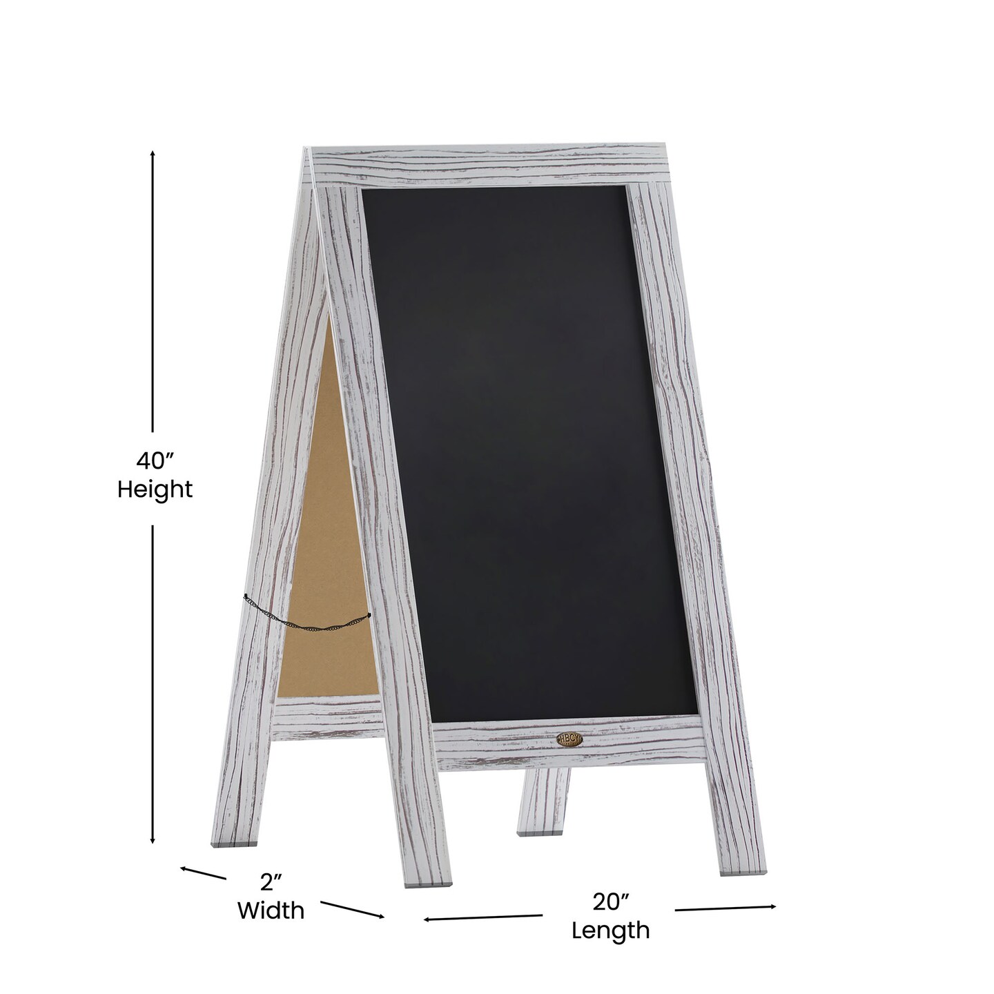 Canterbury 40" x 20" Vintage Wooden A-Frame Magnetic Indoor/Outdoor Chalkboard Sign, Freestanding Double Sided Extra Large Message Board - Whitewashed