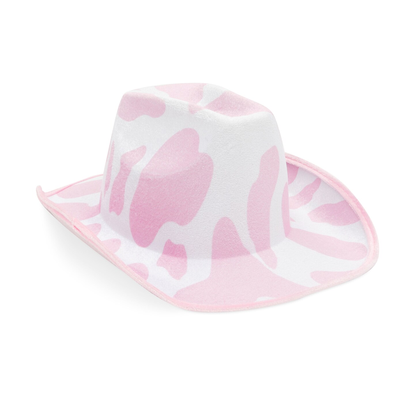 Cowboy Hat for Women, Men - Light Pink Cowgirl Hat with Cow Print Design for Birthday Party, Costume (Adult Size)
