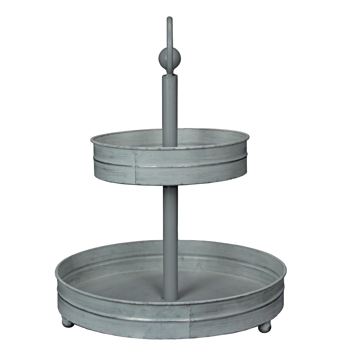 Metal Rustic Round Two Tier Country Farmhouse Tray Serving Stand