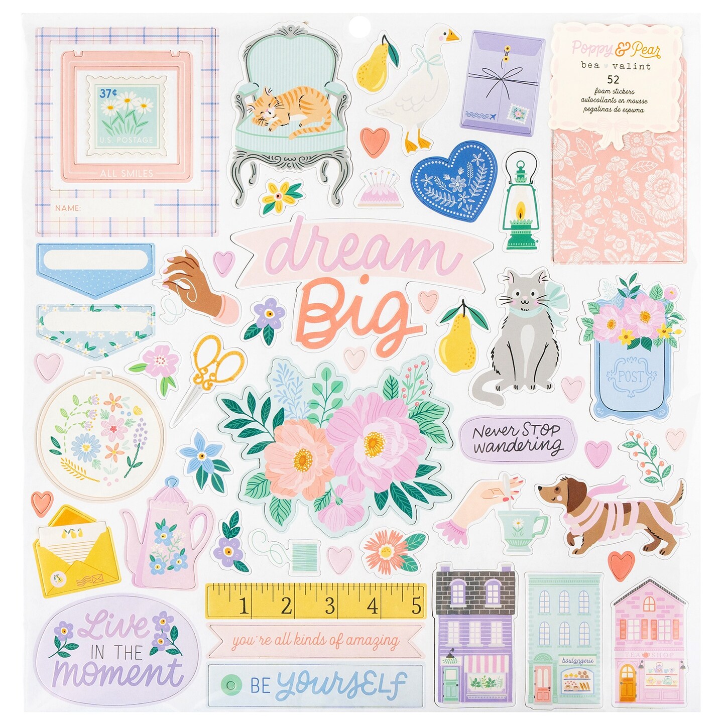 American Crafts Foam Stickers 12&#x22;X12&#x22; 120/Pkg-Poppy And Pear