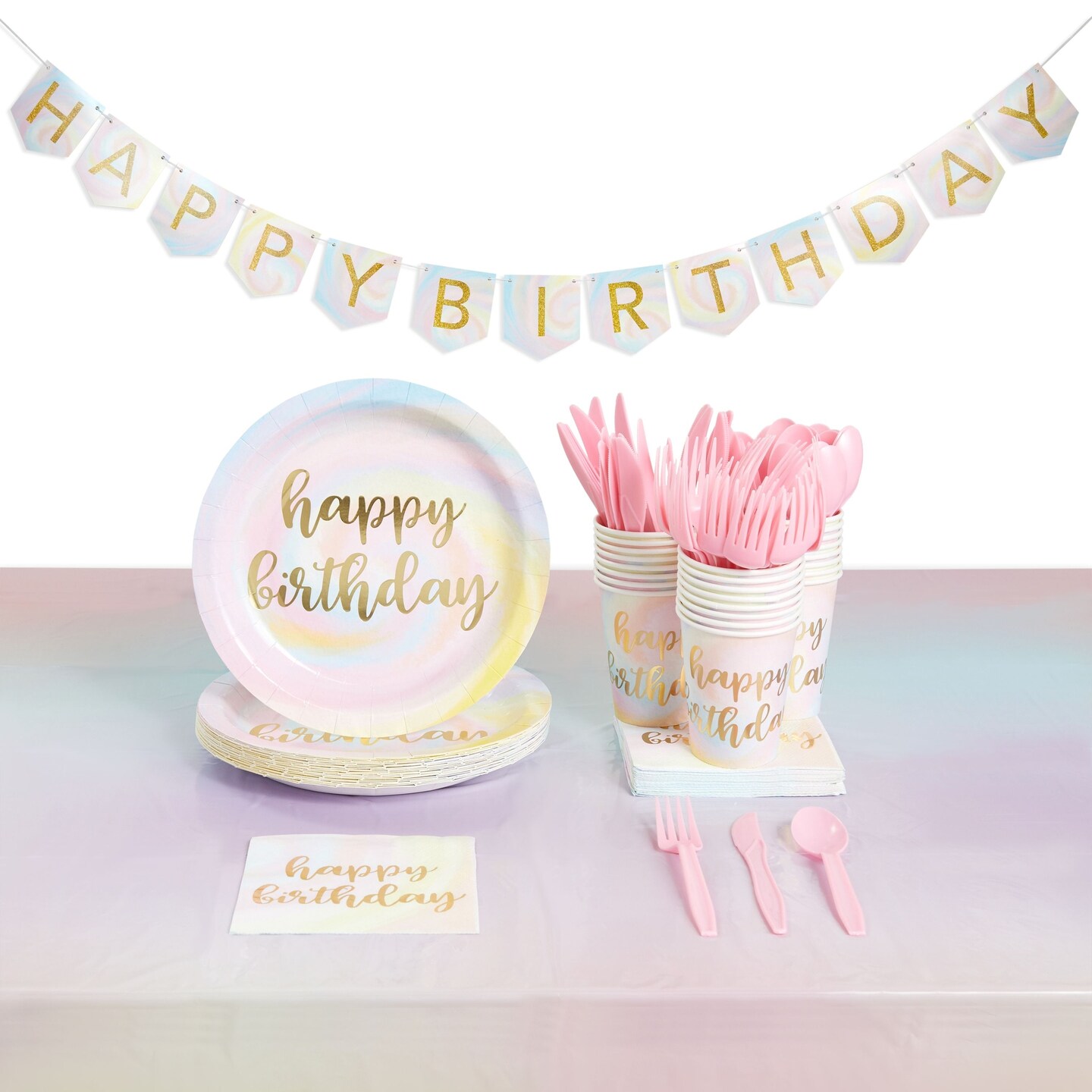 147 Piece Tie Dye Birthday Party Supplies, Dinnerware Set, Decorations  (Serves 24)