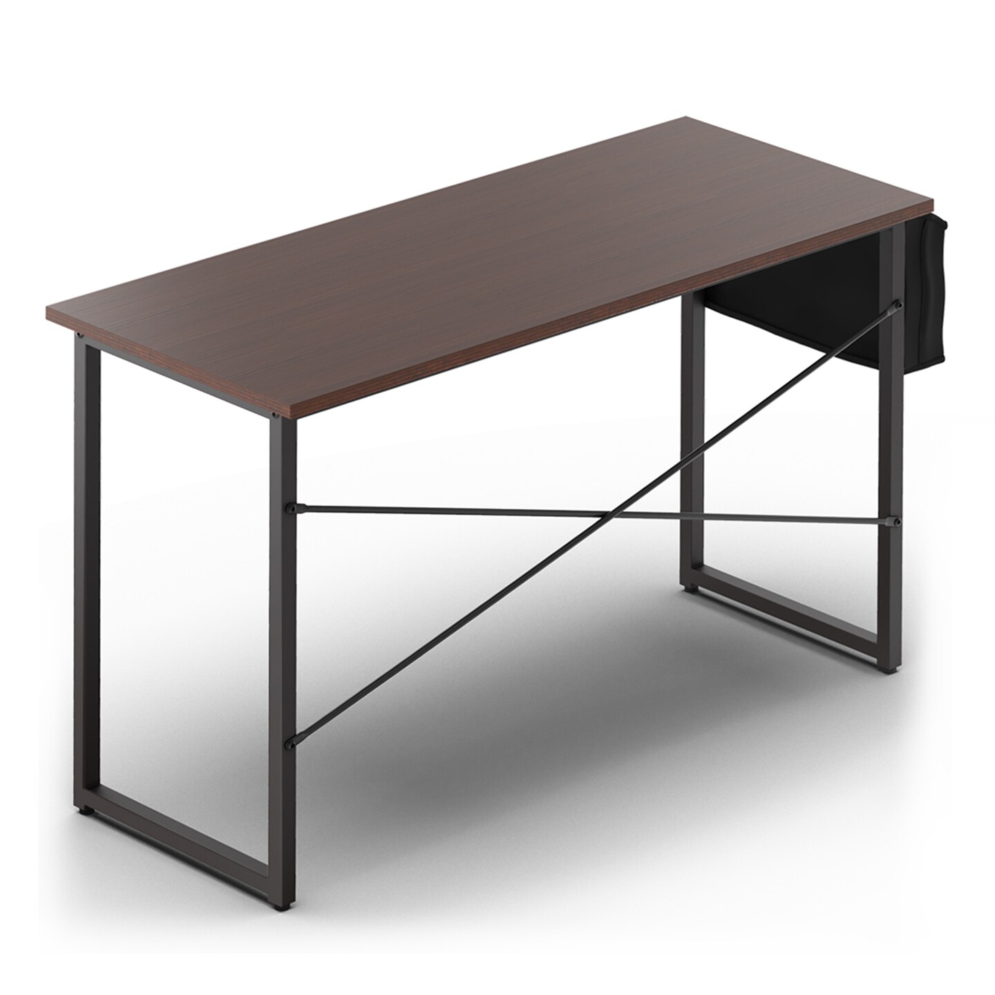Costway Modern Computer Desk 47&#x27;&#x27; Study Writing Table w/ Storage Bag Coffee Black/Brown/Coffee